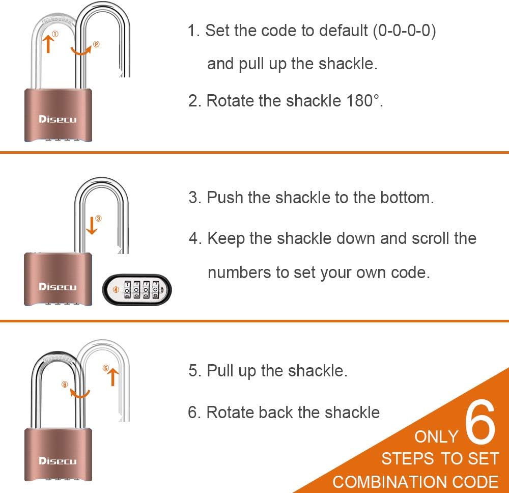 Outdoor Waterproof Heavy Duty 4 Digit Combination Lock with Long Shackle for School Gym Locker, Hasp Storage, Fence, Gate - Brass - WildKart