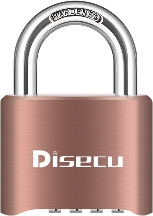 Outdoor Waterproof Heavy Duty Combination Lock with 1.3 Inch Shackle for Gate, Fence, Gym Locker - Antique Brass