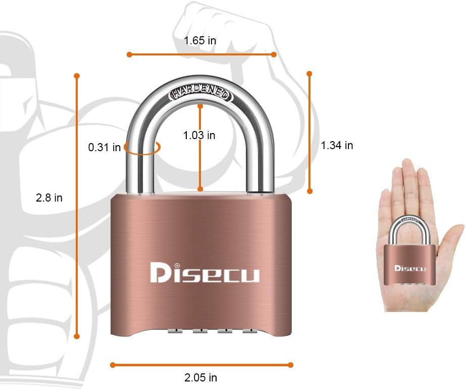 Outdoor Waterproof Heavy Duty Combination Lock with 1.3 Inch Shackle for Gate, Fence, Gym Locker - Antique Brass