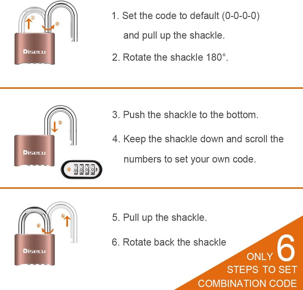 Outdoor Waterproof Heavy Duty Combination Lock with 1.3 Inch Shackle for Gate, Fence, Gym Locker - Antique Brass