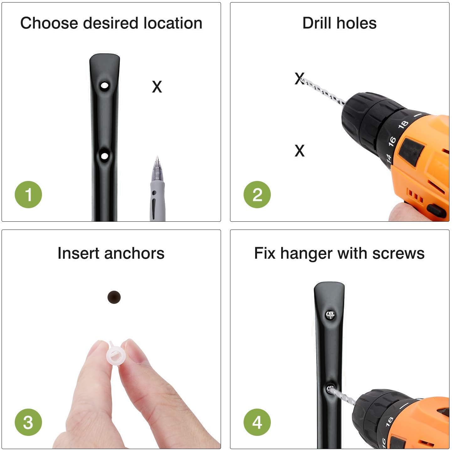 Pack of 10 Black Heavy Duty J Utility Hangers for Garage Storage by Yisunnan