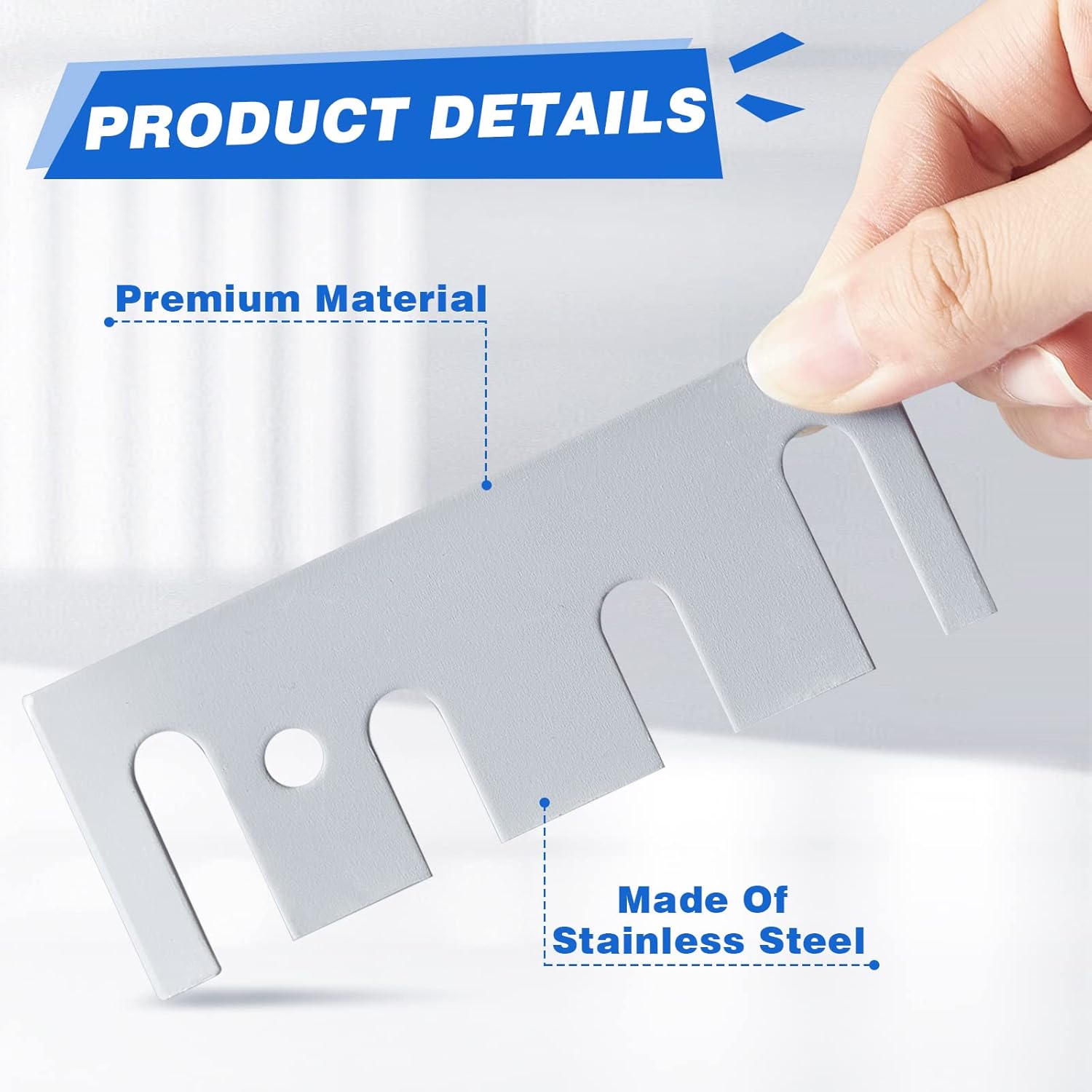 Pack of 10 Gray Stainless Steel Door Hinge Repair Kit Shims - 16 Gauge Steel, Coated Finish, 4-1/2" Length x 1-5/8" Width