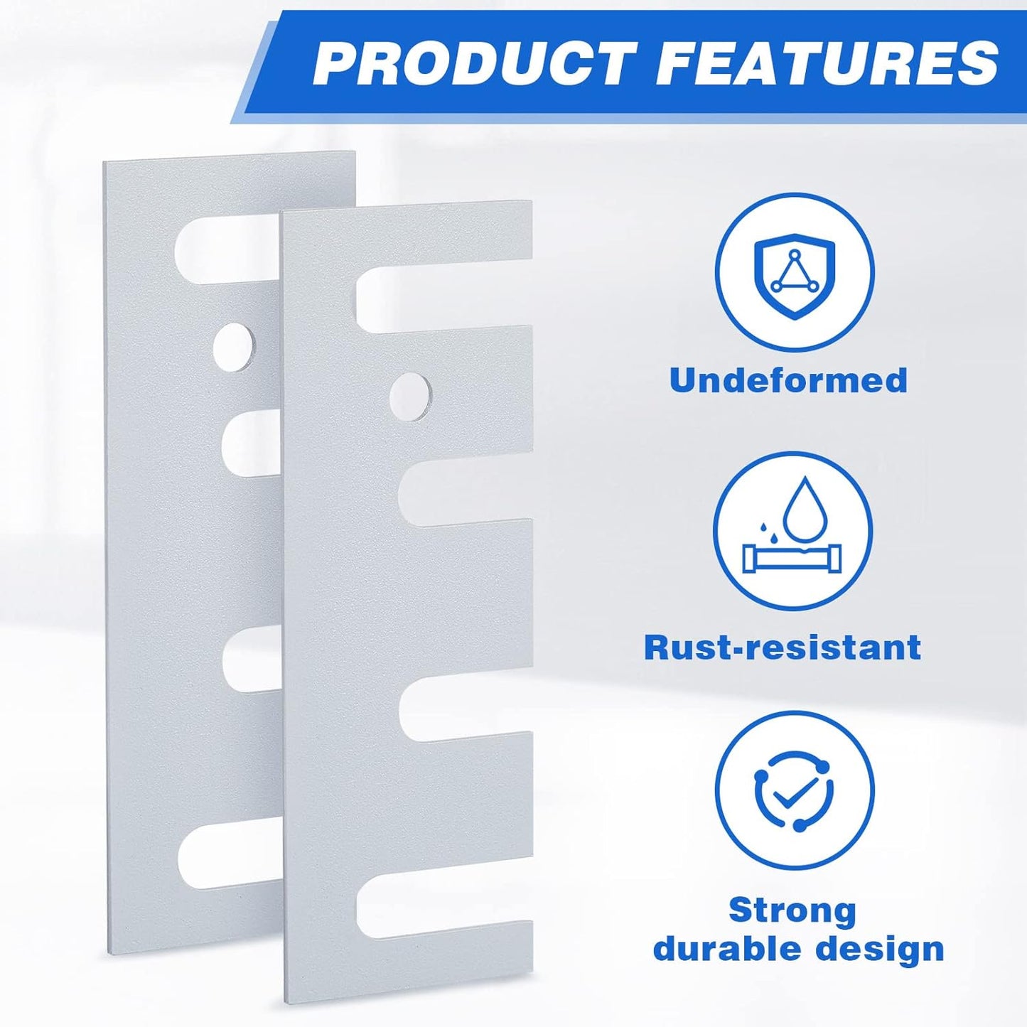 Pack of 10 Gray Stainless Steel Door Hinge Repair Kit Shims - 16 Gauge Steel, Coated Finish, 4-1/2" Length x 1-5/8" Width