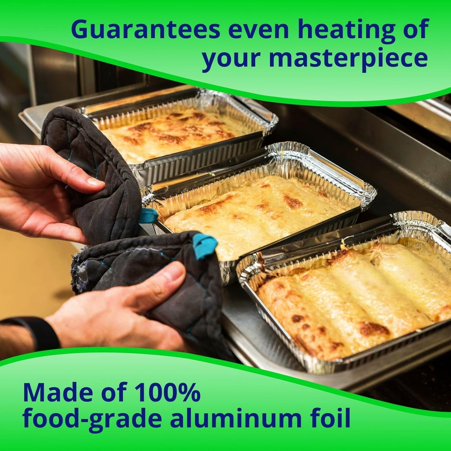 Pack of 10 Half-Size Aluminum Steam Table Pans with Lids - Shallow 13" x 11" x 1.5" - Disposable Foil Pans for Grilling, Roasting, BBQ, Cooking - Ideal for Baking and Freezing