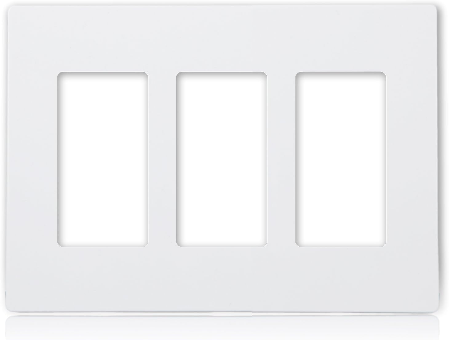 Pack of 10 Maxxima White 3-Gang Decorative Screwless Wall Plates, Standard Size for Triple Outlets
