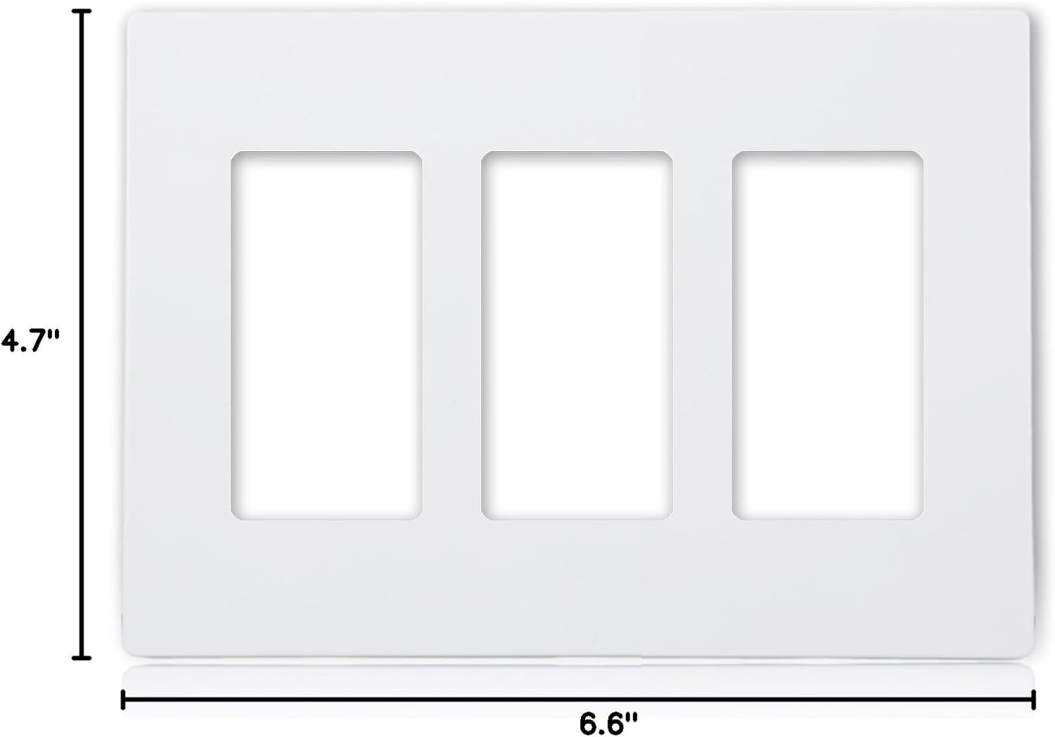 Pack of 10 Maxxima White 3-Gang Decorative Screwless Wall Plates, Standard Size for Triple Outlets