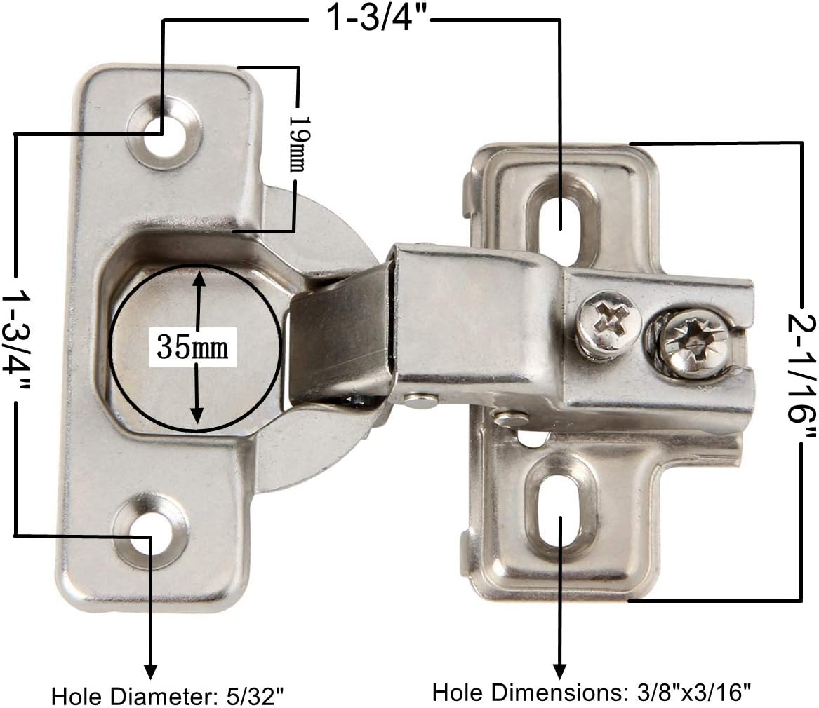Pack of 10 Silverline Face Frame Compact Cabinet Hinges - Concealed Euro 105Deg Self Closing