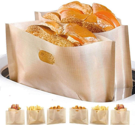 Pack of 10 YOOCOOL Reusable Non Stick Toaster Bags - Heat Resistant, Easy to Clean - Ideal for Grilled Cheese Sandwiches