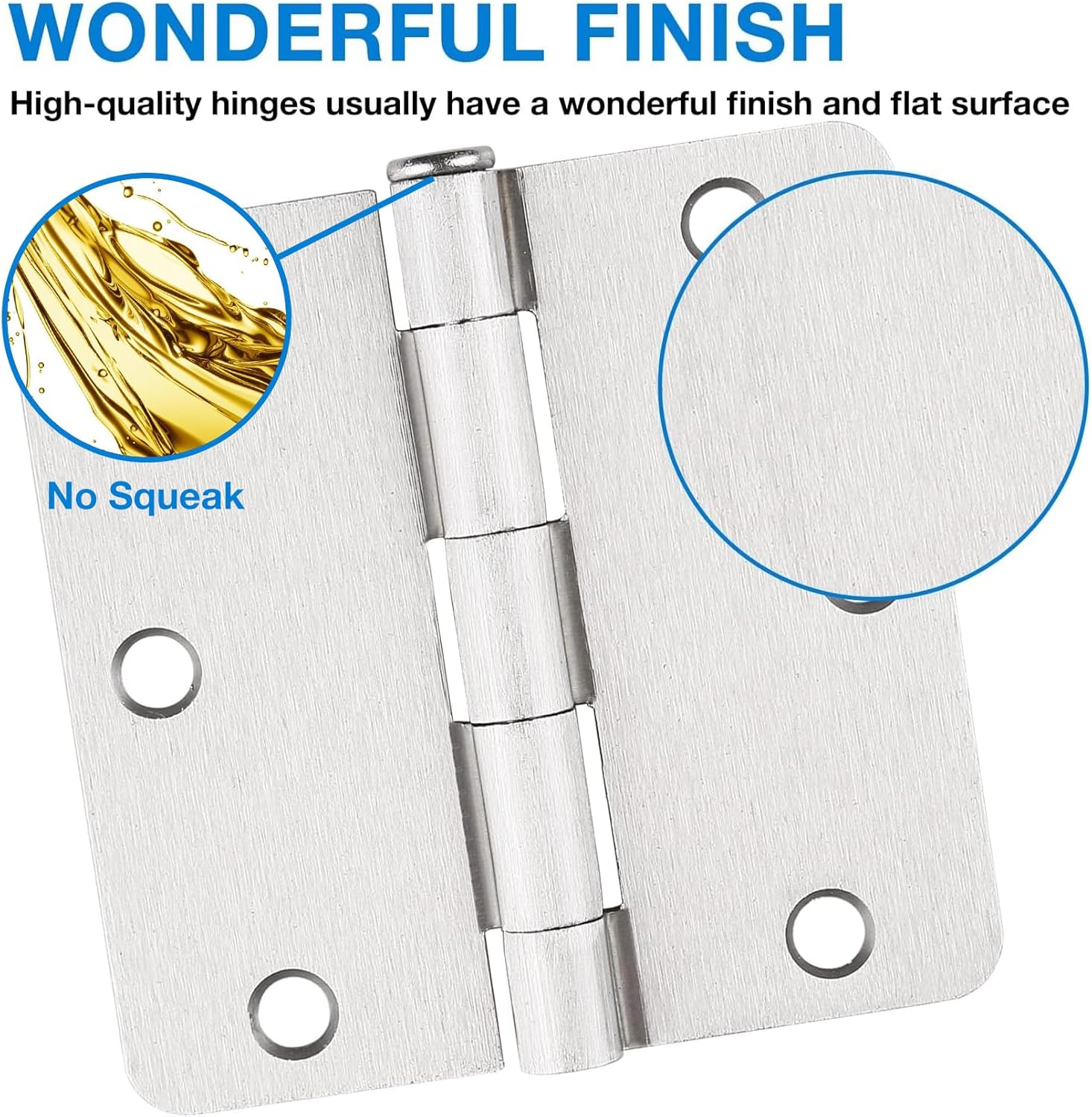 Pack of 12 JIW Satin Nickle Door Hinges - 3.5 inch with 1/4" Radius