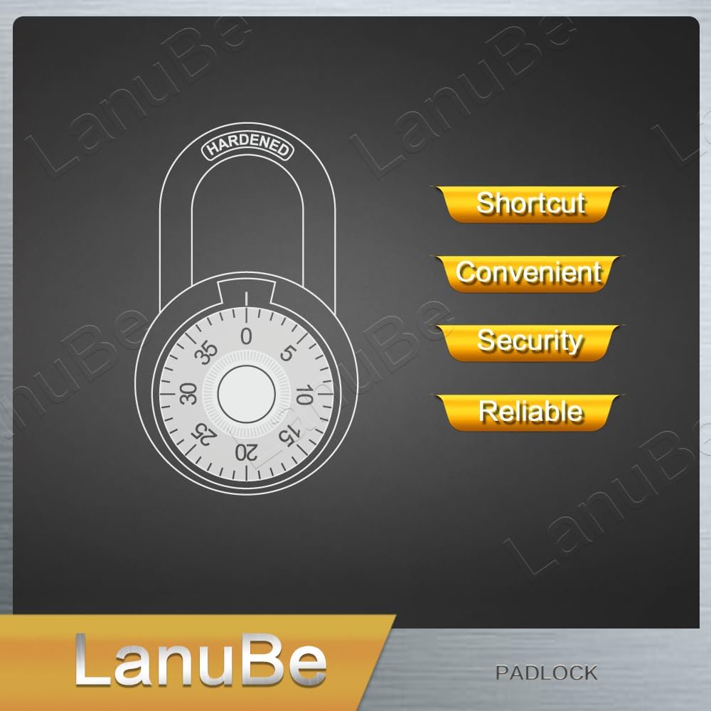 Pack of 12 LanuBe Standard Dial Combination Locks - 2" Wide with Multiple Combinations for School, Gym, Employee Lockers & More