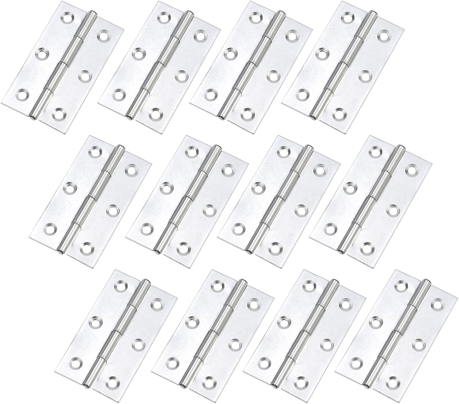 Pack of 12 McRedy Swing Door Hinges in Silver Stainless Steel - 3 Inch Size
