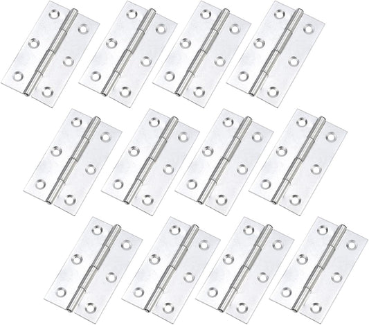 Pack of 12 McRedy Swing Door Hinges in Silver Stainless Steel - 3 Inch Size
