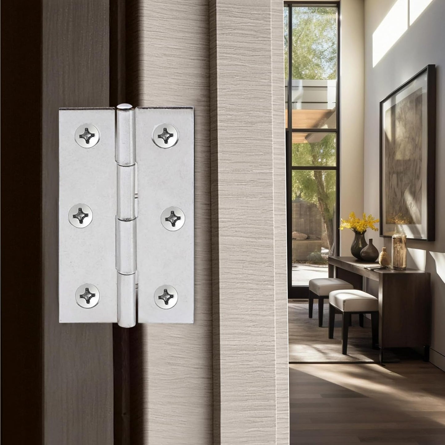 Pack of 12 McRedy Swing Door Hinges in Silver Stainless Steel - 3 Inch Size