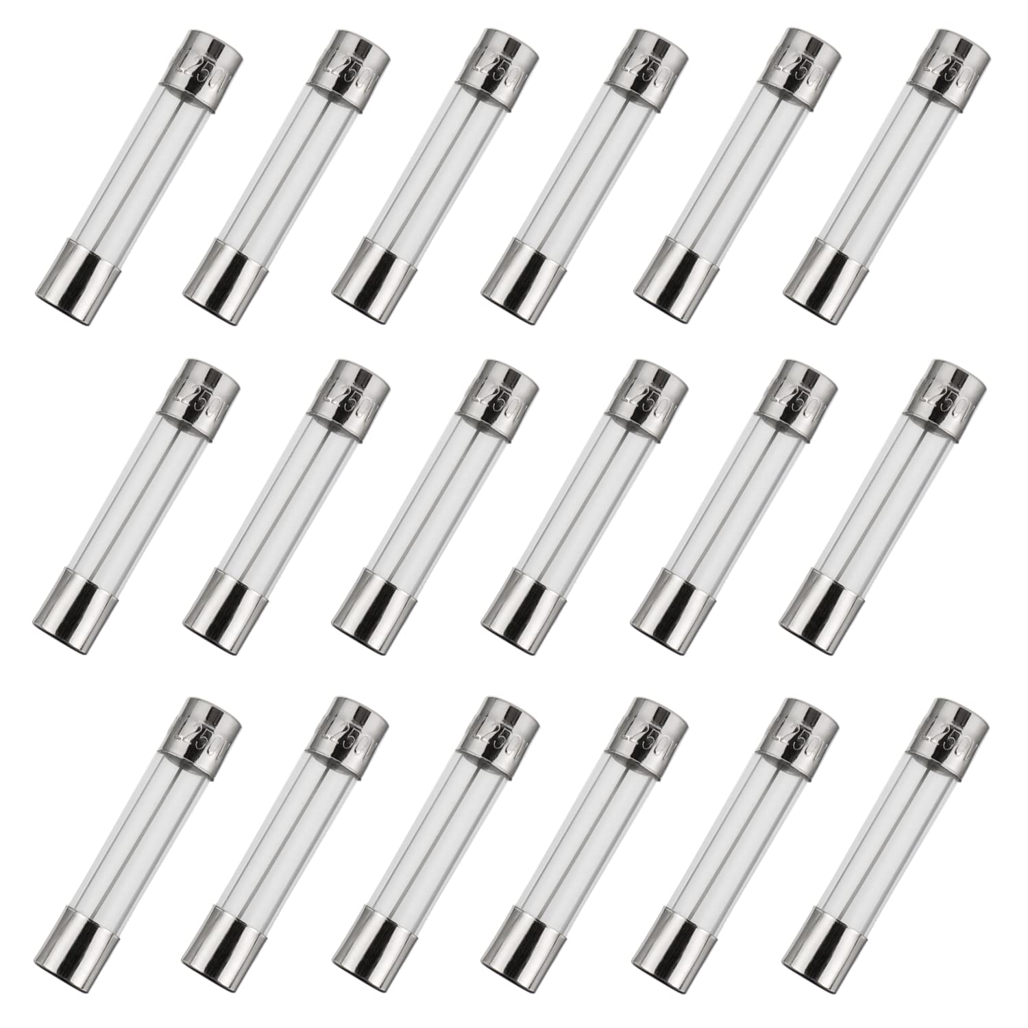 Pack of 18 BOJACK 6x30mm 1.5A 250V Fast-Blow Glass Fuses - 0.24x1.18 Inch Volt F1.5AL250V