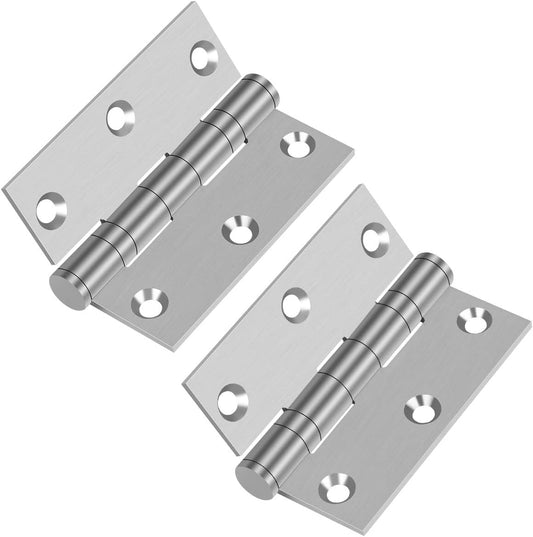 Pack of 2 3" x 2.5" 304 Stainless Steel Door Hinges for Commercial and Residential Use, 3 Inch Ball Bearing Hinge with Square Corners in Silver