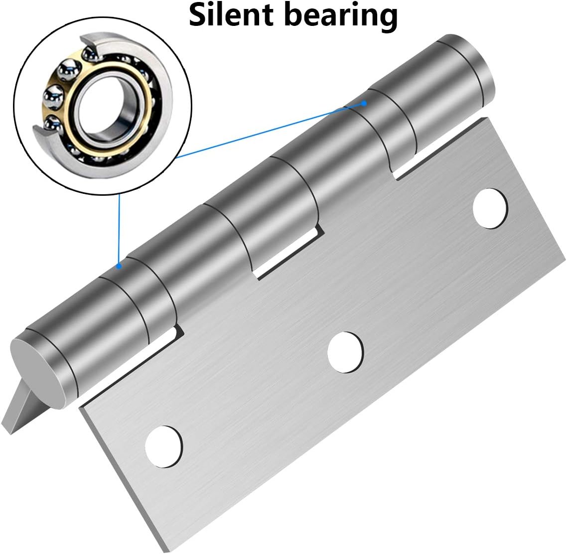 Pack of 2 3" x 2.5" 304 Stainless Steel Door Hinges for Commercial and Residential Use, 3 Inch Ball Bearing Hinge with Square Corners in Silver