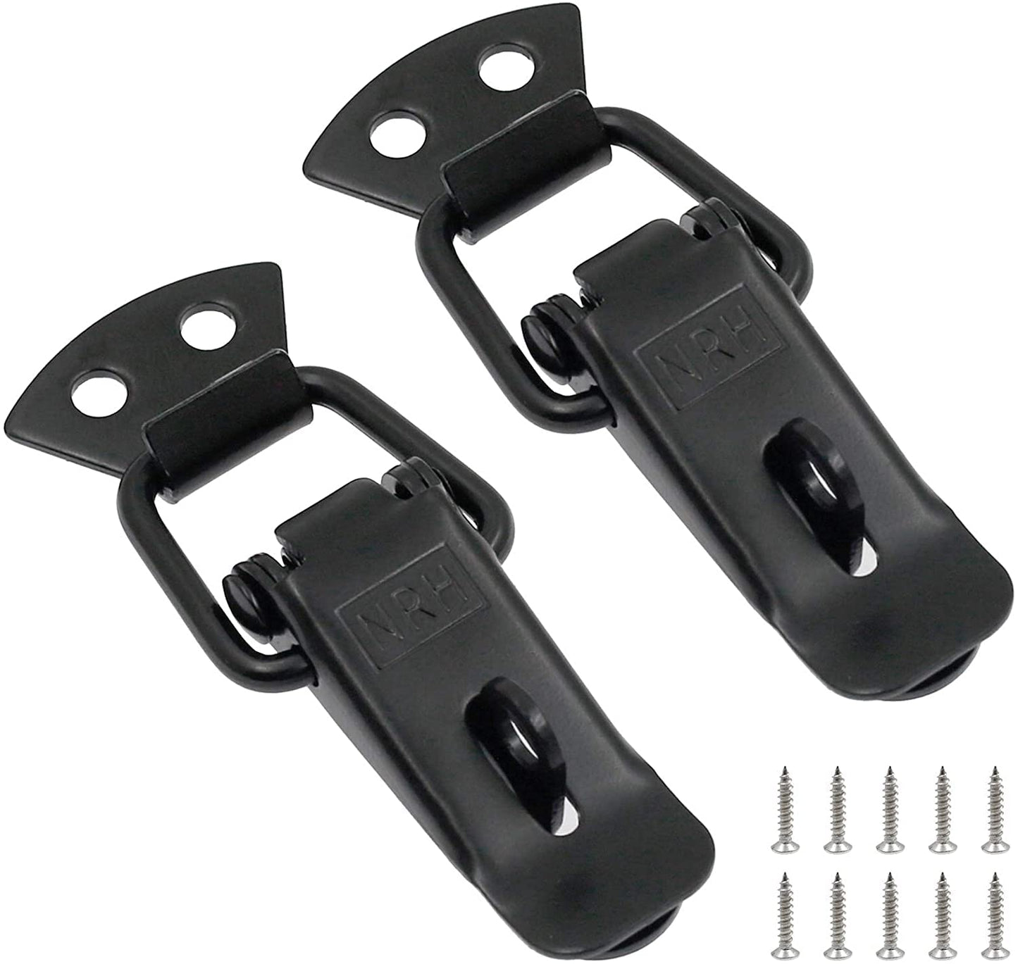 Pack of 2 Black Stainless Steel Spring Loaded Toggle Lock Clasp Buckle Latch for Cabinet Boxes & Suitcase - with Mounting Screws by Zorfeter