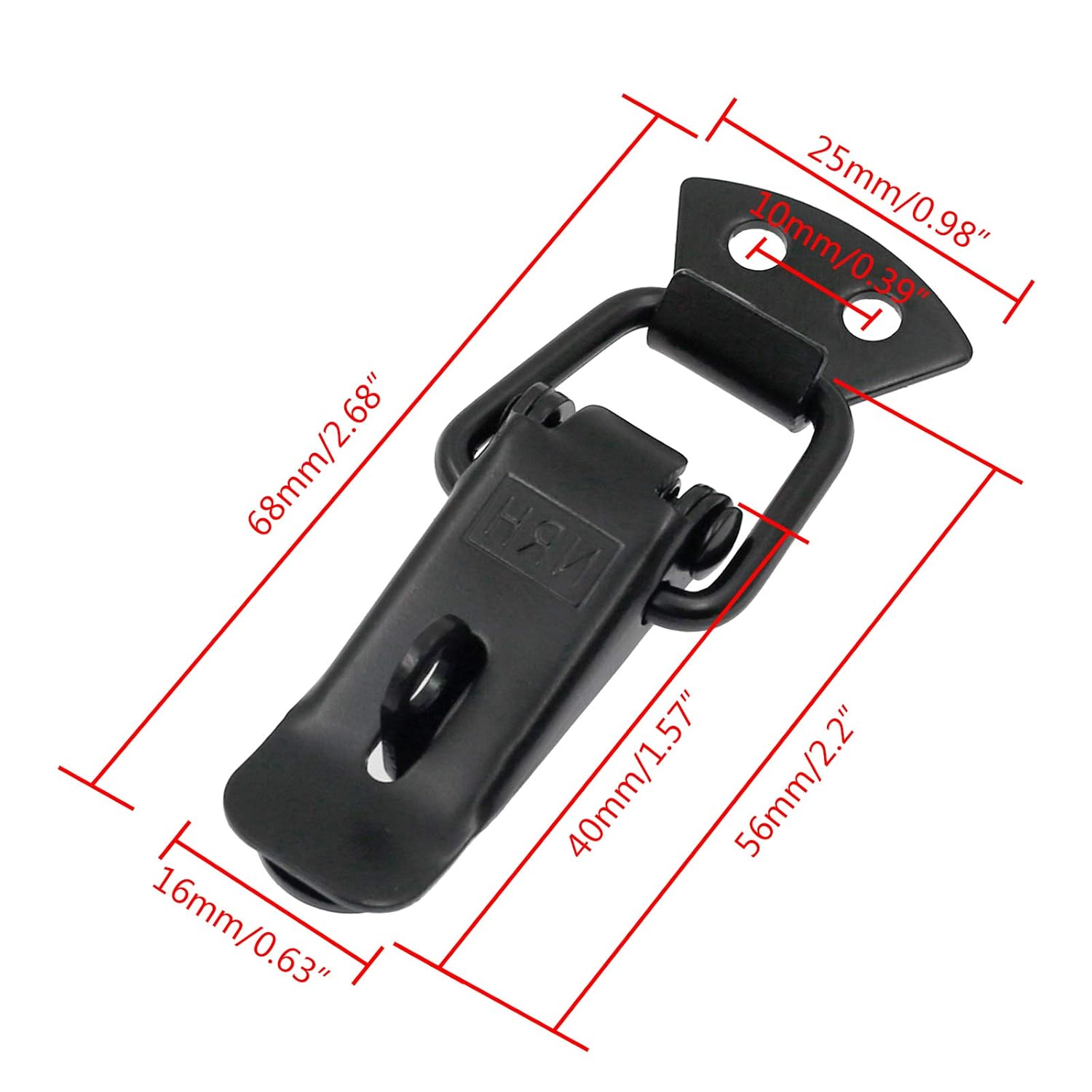 Pack of 2 Black Stainless Steel Spring Loaded Toggle Lock Clasp Buckle Latch for Cabinet Boxes & Suitcase - with Mounting Screws by Zorfeter