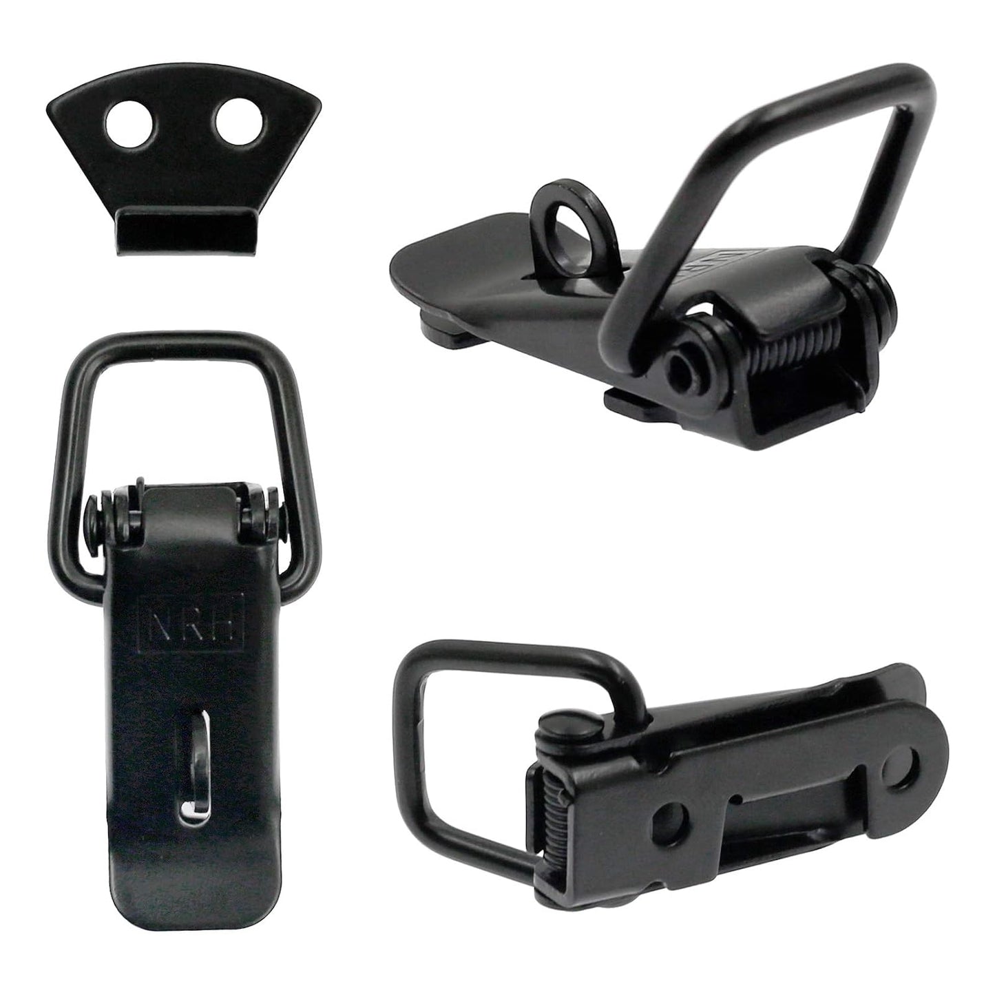 Pack of 2 Black Stainless Steel Spring Loaded Toggle Lock Clasp Buckle Latch for Cabinet Boxes & Suitcase - with Mounting Screws by Zorfeter