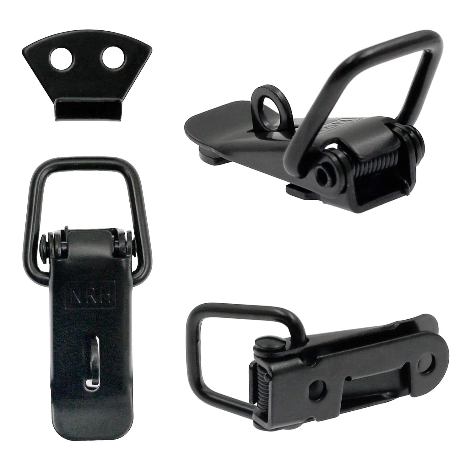 Pack of 2 Black Stainless Steel Spring Loaded Toggle Lock Clasp Buckle Latch for Cabinet Boxes & Suitcase - with Mounting Screws by Zorfeter