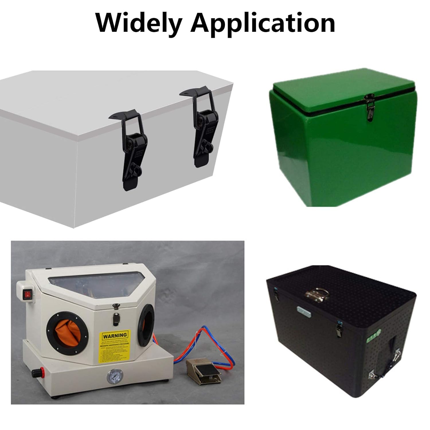 Pack of 2 Black Stainless Steel Spring Loaded Toggle Lock Clasp Buckle Latch for Cabinet Boxes & Suitcase - with Mounting Screws by Zorfeter