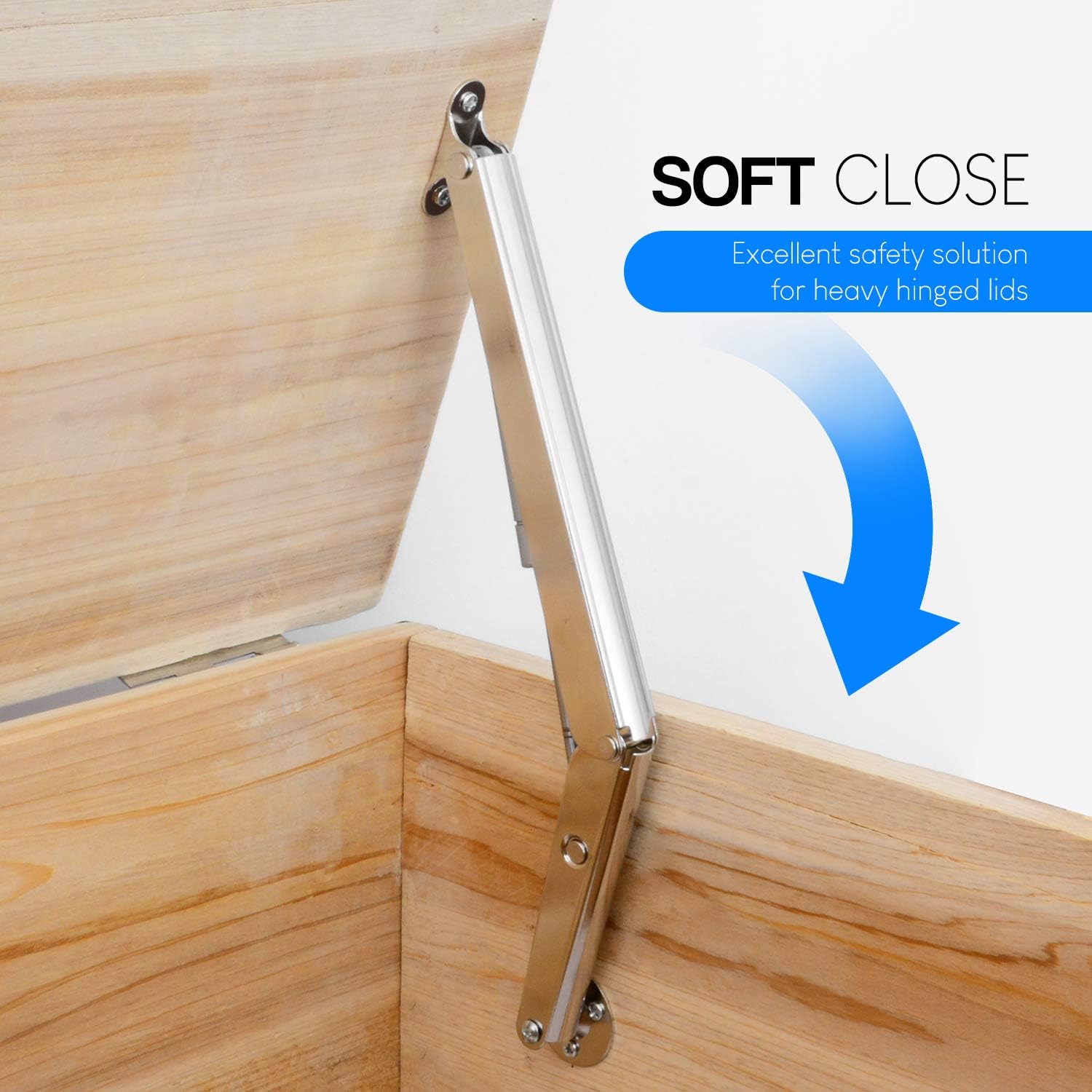 Pack of 2 Douper 200N Gas Struts for Heavy Duty Soft Close Lid Support and Safety Pneumatic Lid Lifters