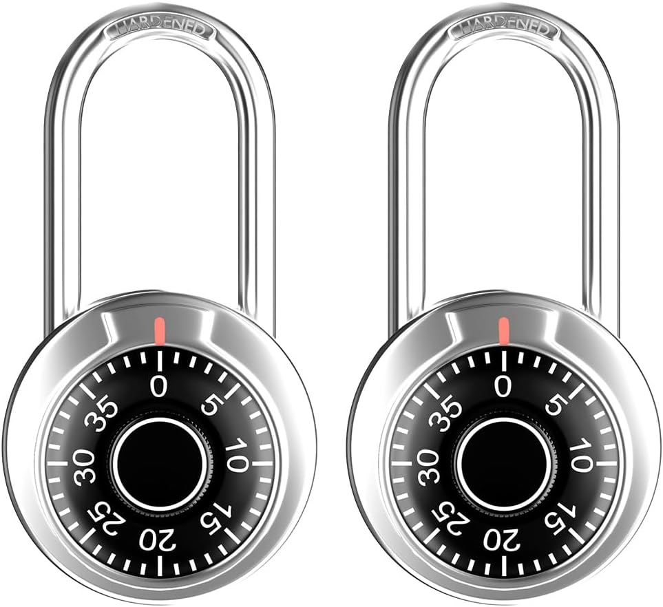 Pack of 2 FIGODE Combination Locker Locks with Long Shackle and Keyless Padlock - Ideal for School, Gym, Toolbox, Fence, and More - WildKart