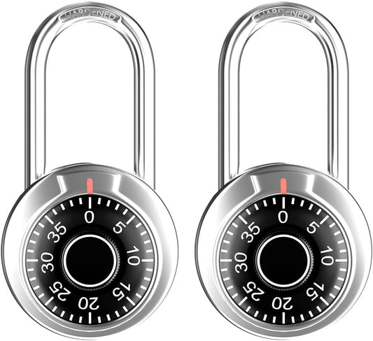 Pack of 2 FIGODE Combination Locker Locks with Long Shackle and Keyless Padlock - Ideal for School, Gym, Toolbox, Fence, and More - WildKart