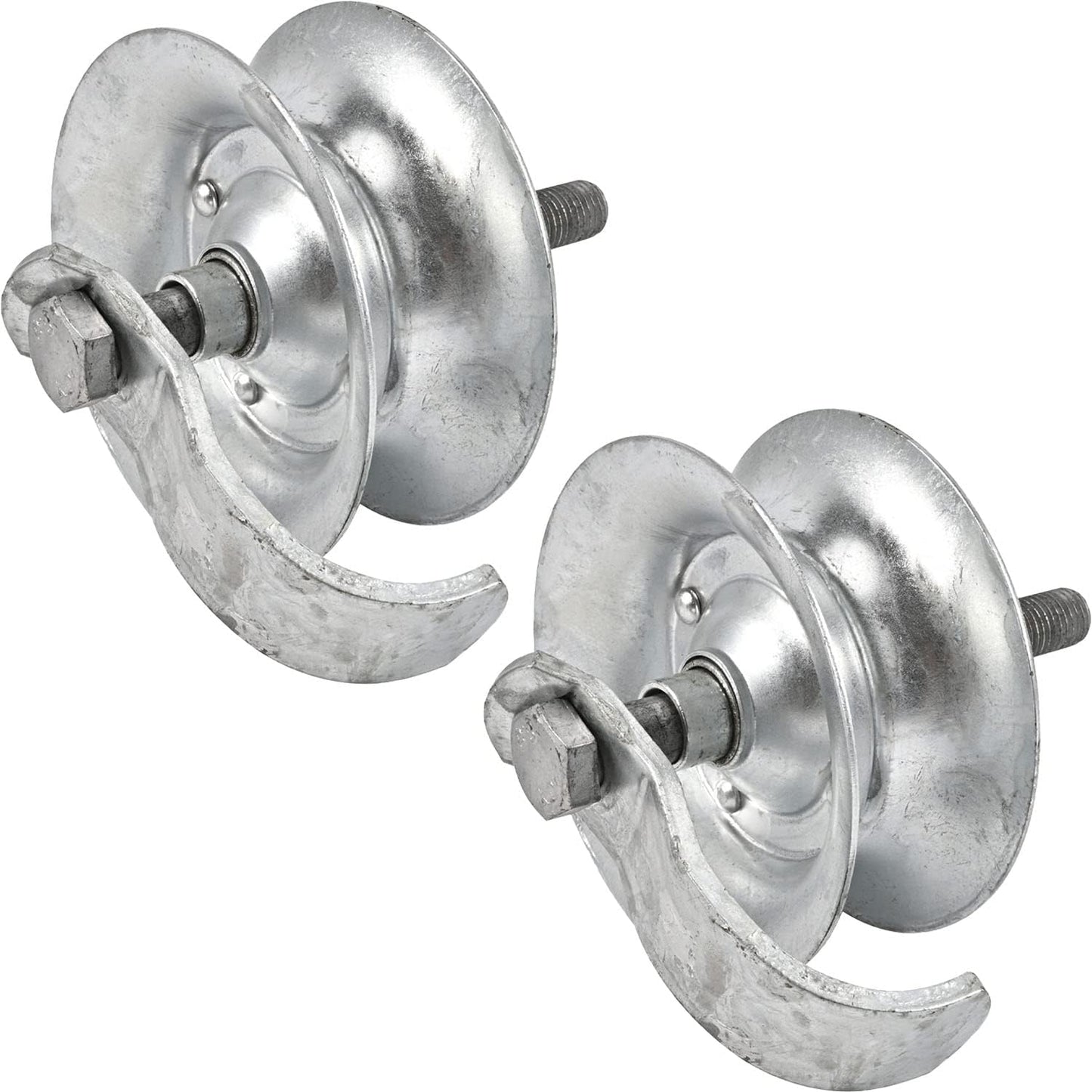 Pack of 2 Galvanized Steel Pipe Track Rollers for 1 5/8" Pipe - 5" Diameter