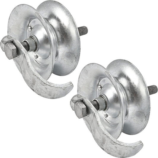 Pack of 2 Galvanized Steel Pipe Track Rollers for 1 5/8" Pipe - 5" Diameter