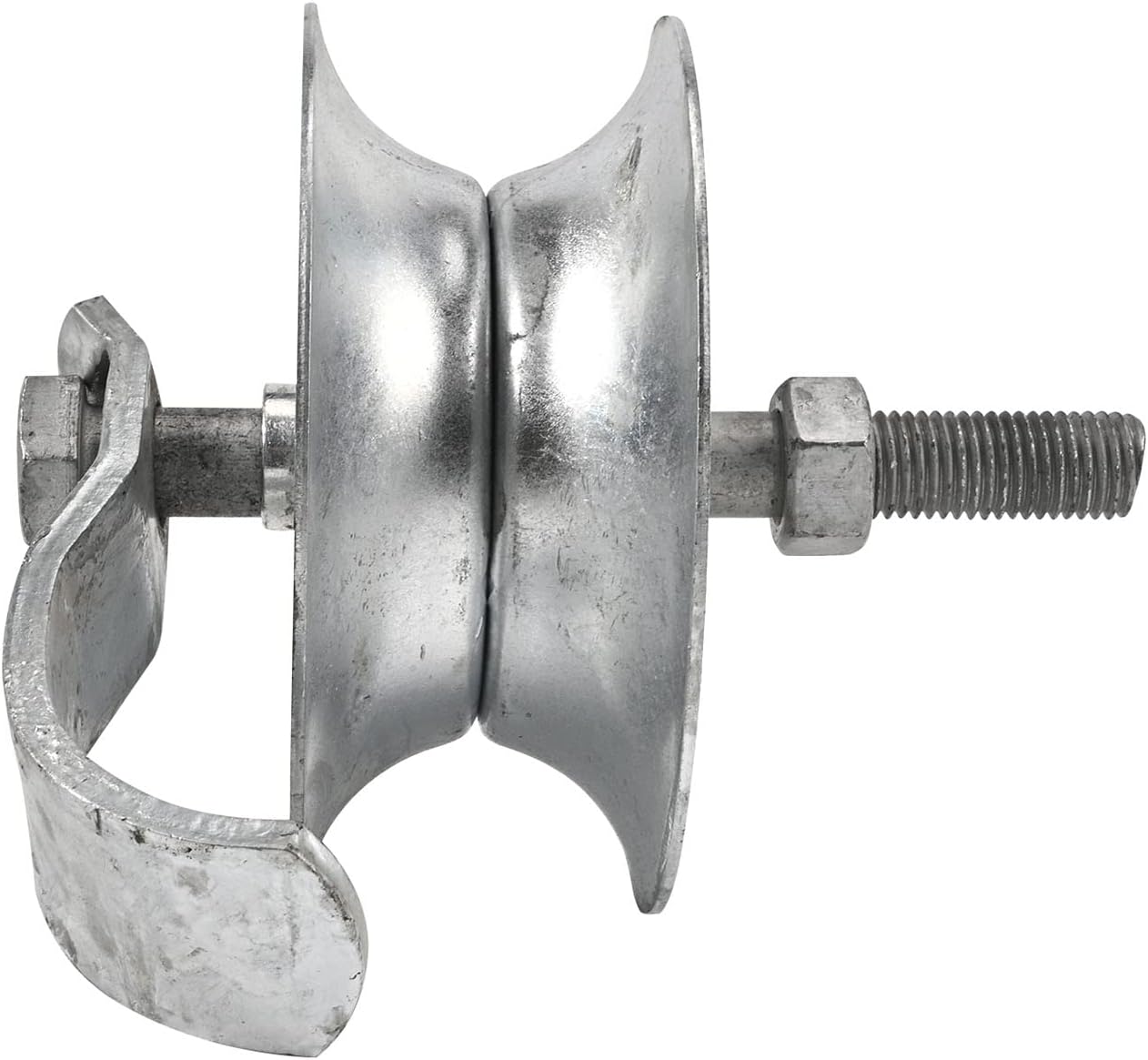 Pack of 2 Galvanized Steel Pipe Track Rollers for 1 5/8" Pipe - 5" Diameter