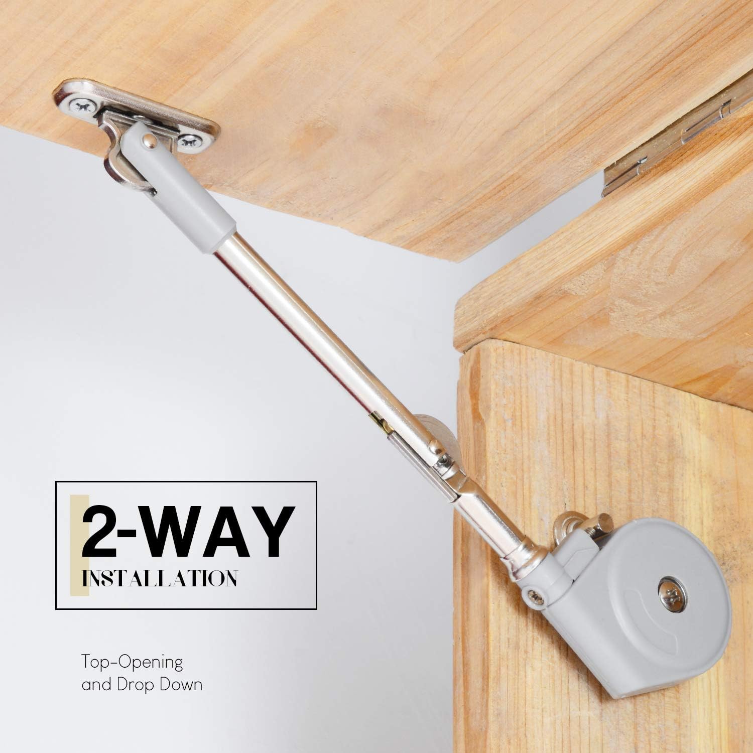 Pack of 2 Lid Stays with Soft Close for Toy Box and Upward Flap Doors - Easy Installation, 105 Degree Opening