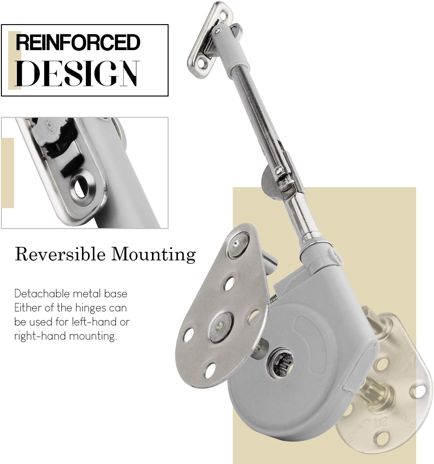 Pack of 2 Lid Stays with Soft Close for Toy Box and Upward Flap Doors - Easy Installation, 105 Degree Opening