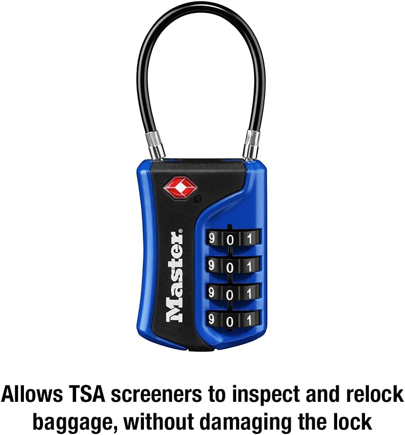 Pack of 2 Master Lock 4697D TSA Approved Luggage Locks with Customizable Combination - Assorted Colors