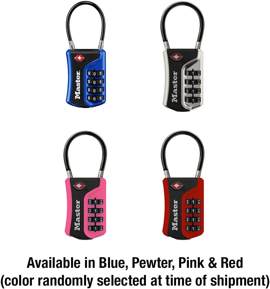 Pack of 2 Master Lock 4697D TSA Approved Luggage Locks with Customizable Combination - Assorted Colors