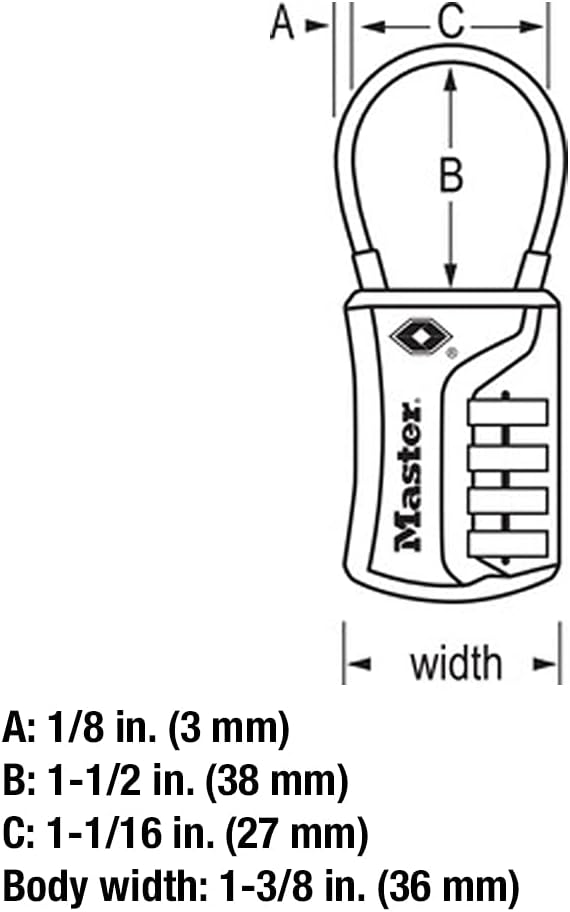 Pack of 2 Master Lock 4697D TSA Approved Luggage Locks with Customizable Combination - Assorted Colors