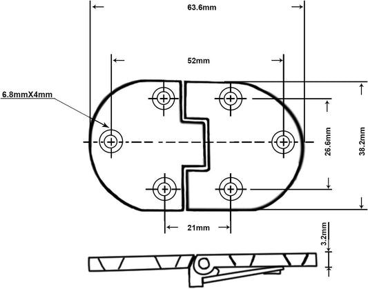 Pack of 2 QCAA Matte Black Solid Brass Butler Tray Folding Table Hinges from Taiwan - 2-1/2" x 1-1/2" x 3.0 mm