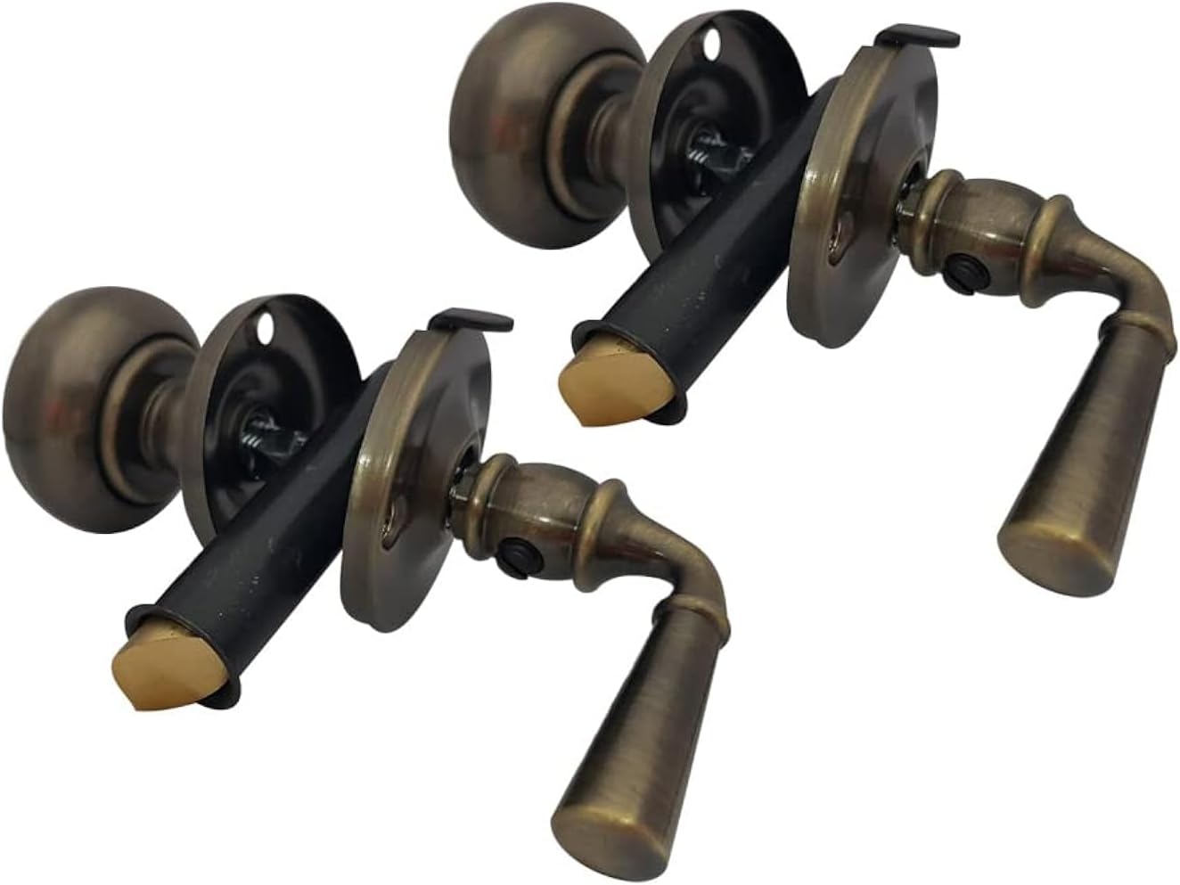 Pack of 2 QCAA Solid Brass Storm Door Latch in Brushed Antique Brass Finish, Produced in Taiwan