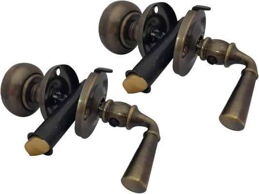 Pack of 2 QCAA Solid Brass Storm Door Latch in Brushed Antique Brass Finish, Produced in Taiwan