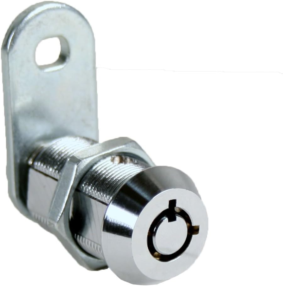 Pack of 2 ShurLok FJM Security 2400AL-KA Tubular Cam Locks with 1-1/8" Cylinder, Chrome Finish, Keyed Alike