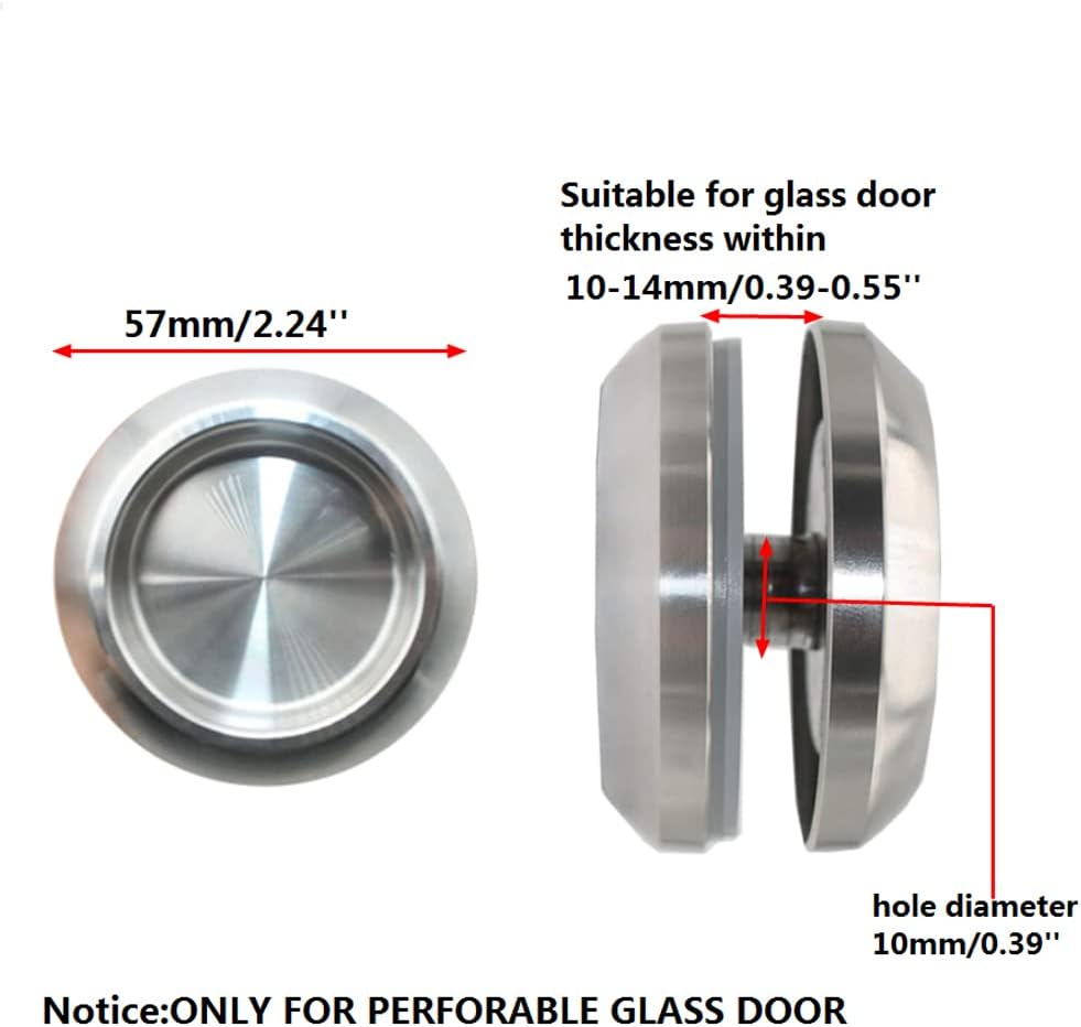 Pack of 2 Stainless Steel Shower Glass Door Sliding Knob Bathroom Round Back-to-Back Handle Pull by DEEKOUDT