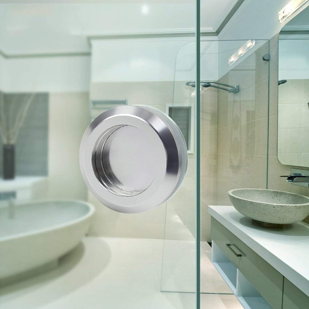 Pack of 2 Stainless Steel Shower Glass Door Sliding Knob Bathroom Round Back-to-Back Handle Pull by DEEKOUDT