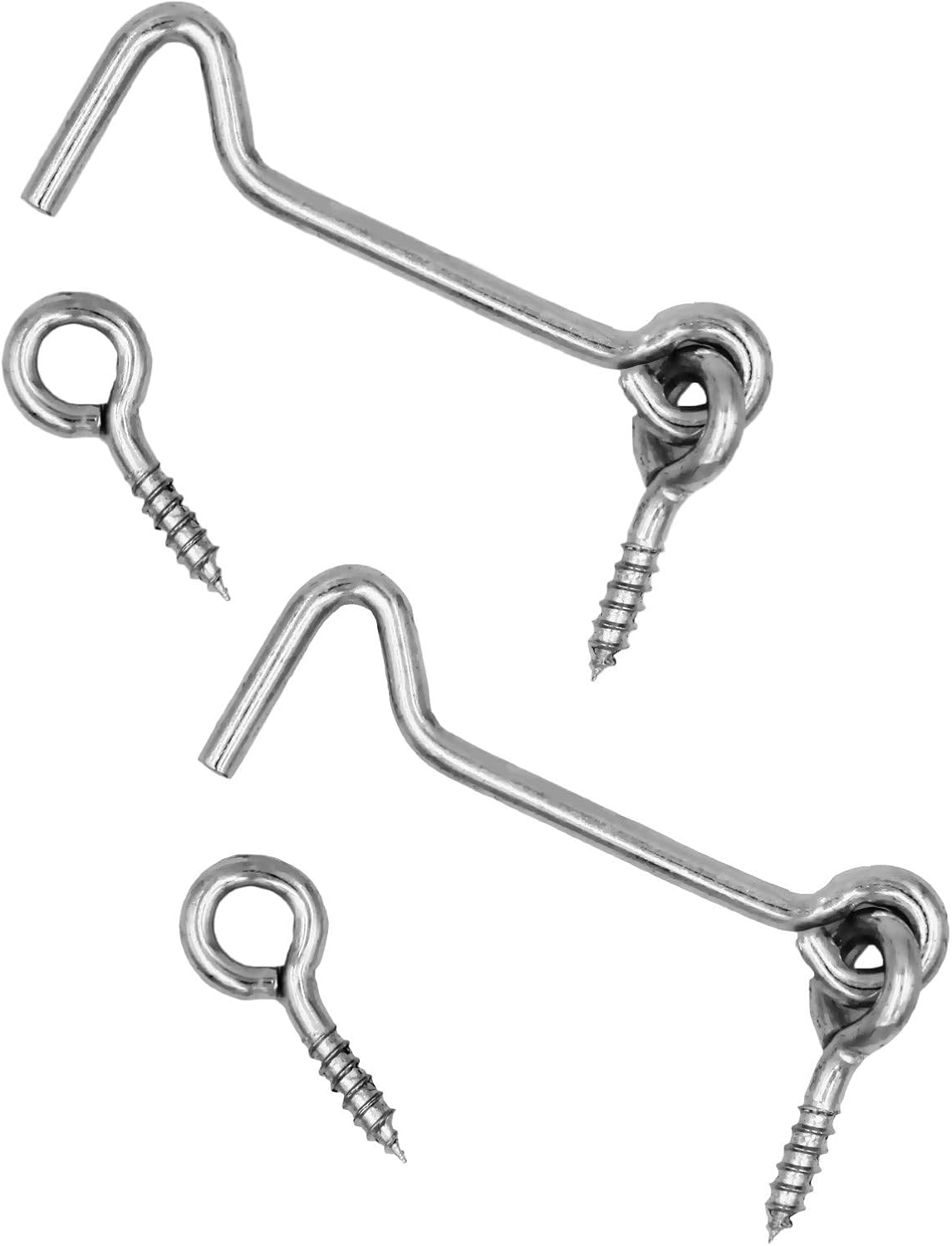 Pack of 2 Wideskall 4" Heavy Duty Zinc Plated Wire Gate Hook and Eye Latch