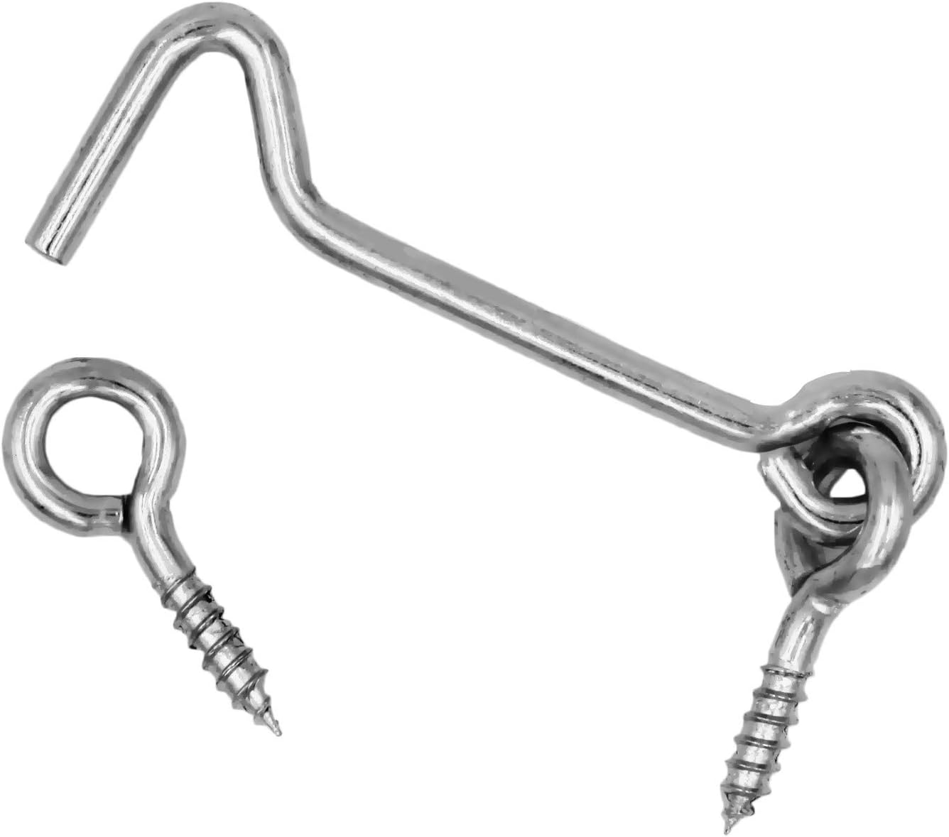 Pack of 2 Wideskall 4" Heavy Duty Zinc Plated Wire Gate Hook and Eye Latch