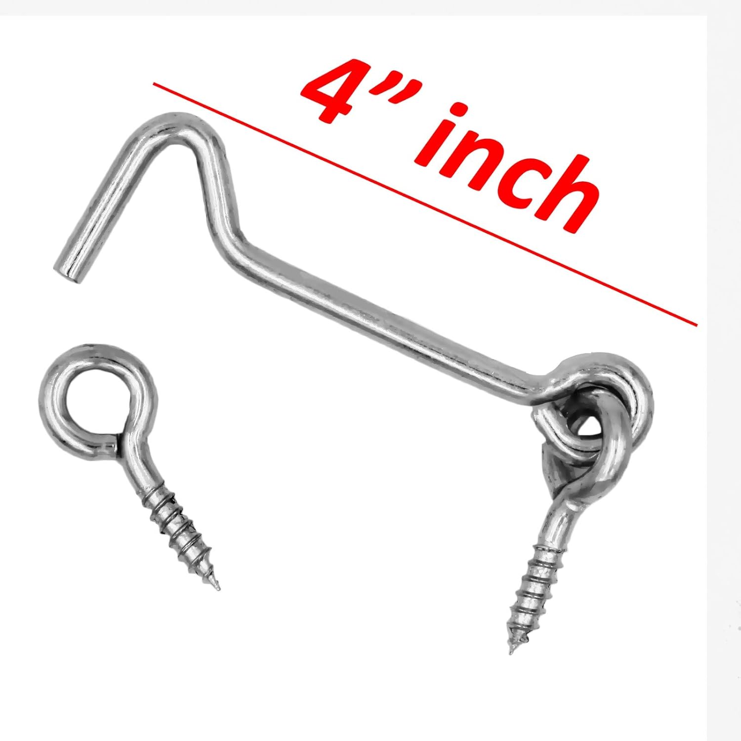 Pack of 2 Wideskall 4" Heavy Duty Zinc Plated Wire Gate Hook and Eye Latch