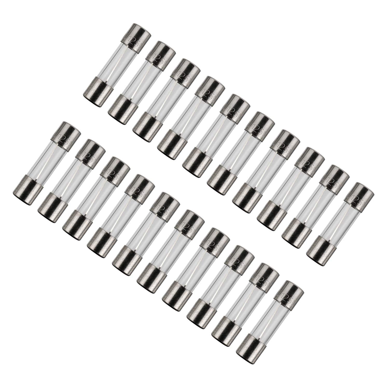 Pack of 20 BOJACK F8AL125V 5x20mm 8A 125V Fast-Blow Glass Fuses - 0.2x0.78 Inch Size