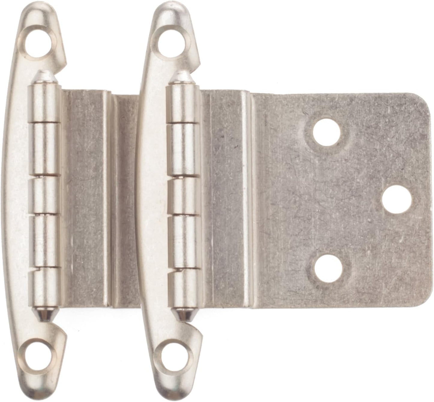 Pack of 25 DecoBasics 3/8 Inset Satin Nickel Cabinet Hinges - Non Self Closing