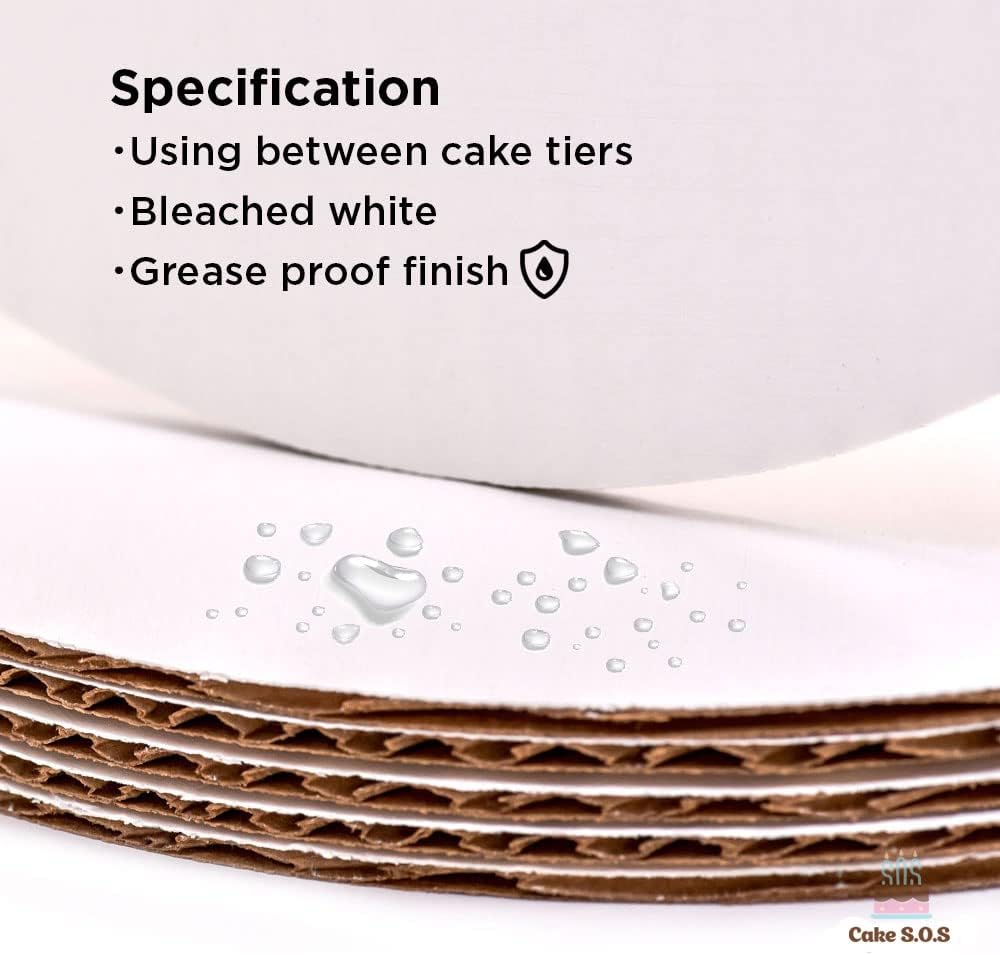 Pack of 25 Disposable 14-Inch White Round Coated Cakeboards with Waxed Greaseproof - Cake S.O.S Circle Base Boards Cardboard