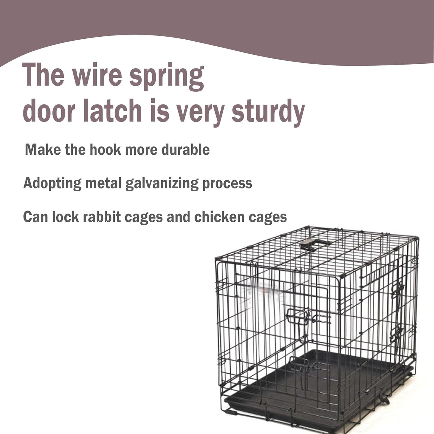 Pack of 25 HNF Stainless Steel Wire Cage Latches for Small Animal Cages - Right Door Hooks for Pet Wire Crates