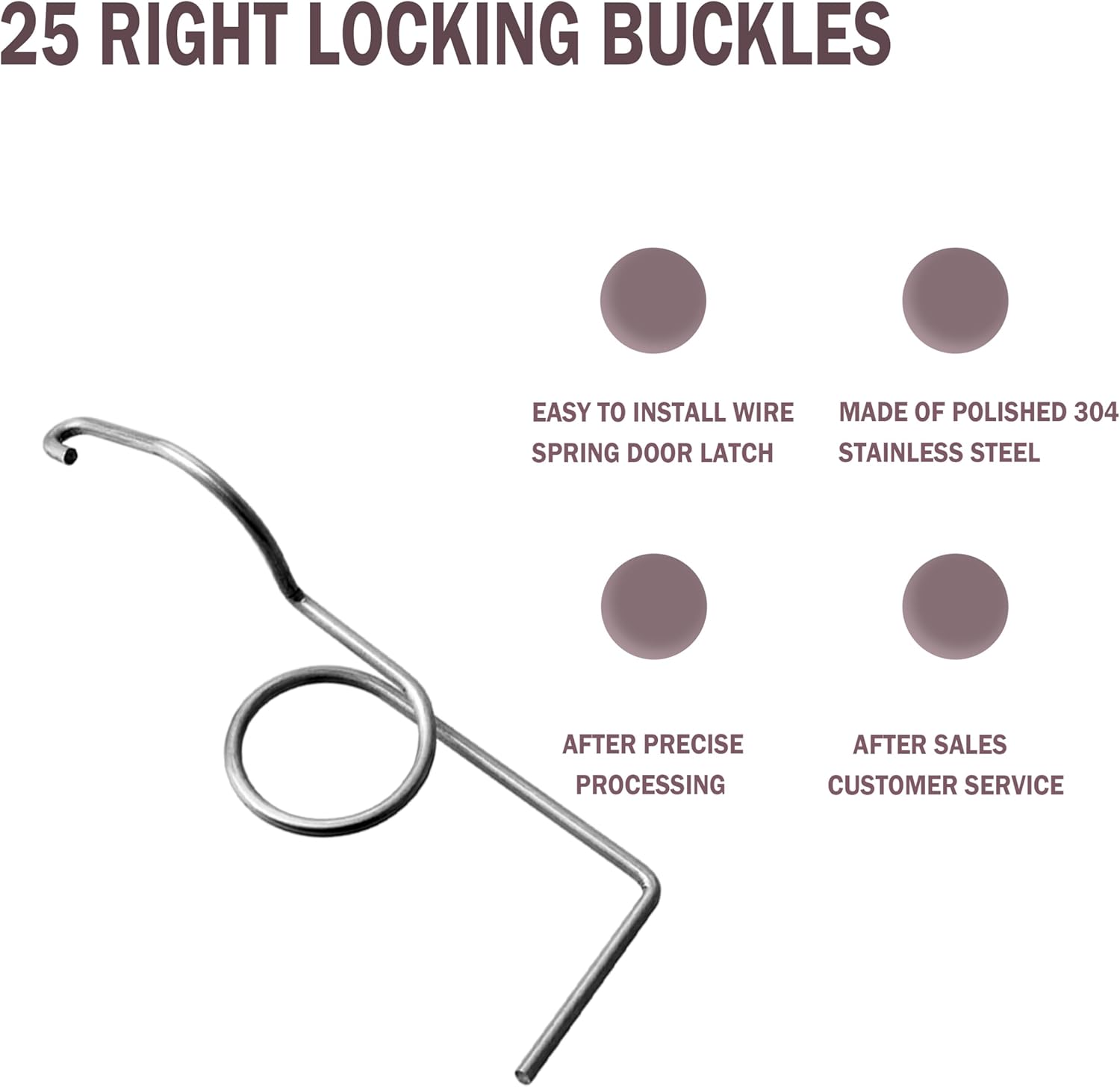 Pack of 25 HNF Stainless Steel Wire Cage Latches for Small Animal Cages - Right Door Hooks for Pet Wire Crates